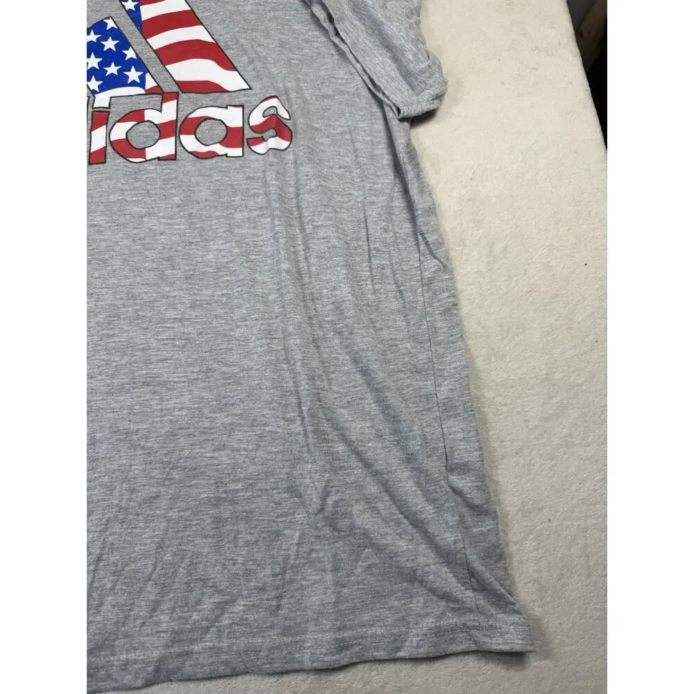 Adidas Golf Men’s Large Gray T Shirt American Flag Logo USA Patriotic Tee